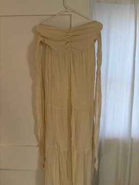 Cream Off-Shoulder Maxi Dress